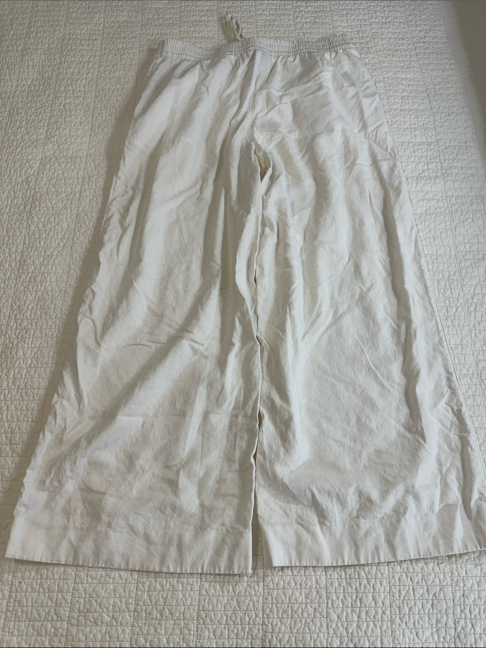 A new Day Large Linen Blend Pant Women's White Wide-Leg Like New Drawstring - Picture 5 of 5